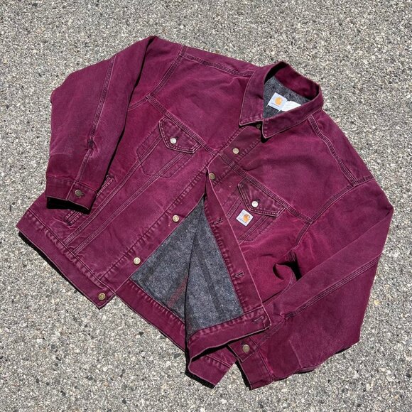 Vintage Carhartt Blanket Lined Purple Denim Jacket Size L